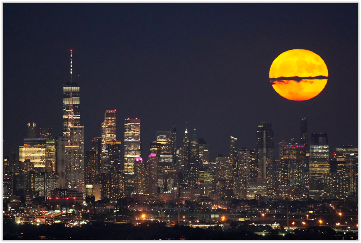 A full moon over a city

Description automatically generated